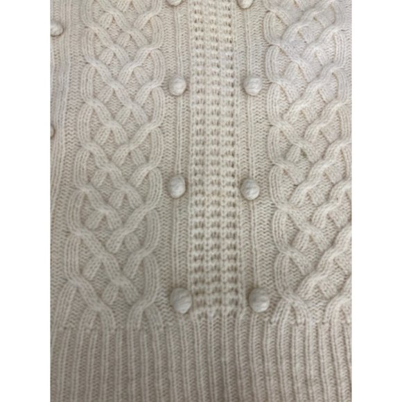J. Crew Women's Small Lambswool Popcorn Pom Cable-knit Fisherman Sweater HTF - Picture 9 of 16